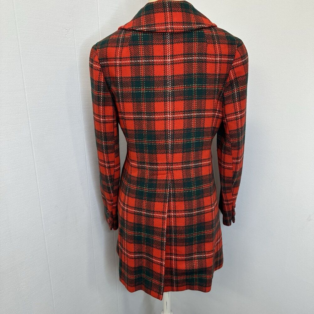 Pendleton Red Wool Tartan Plaid Pea Coat Jacket Fit and Flare Flattering Cut - Picture 9 of 16